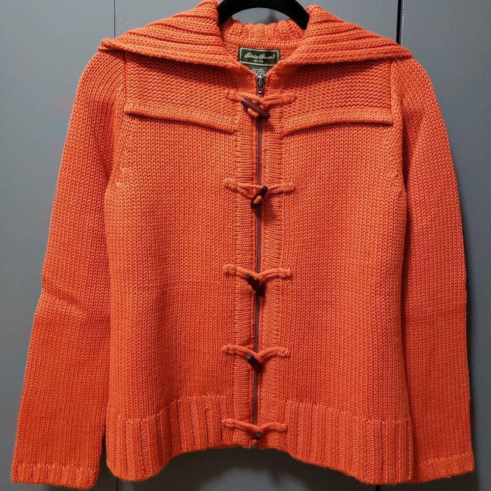 NEW VTG Eddie Bauer Toggle & Zip Close Hoodie Cardigan
